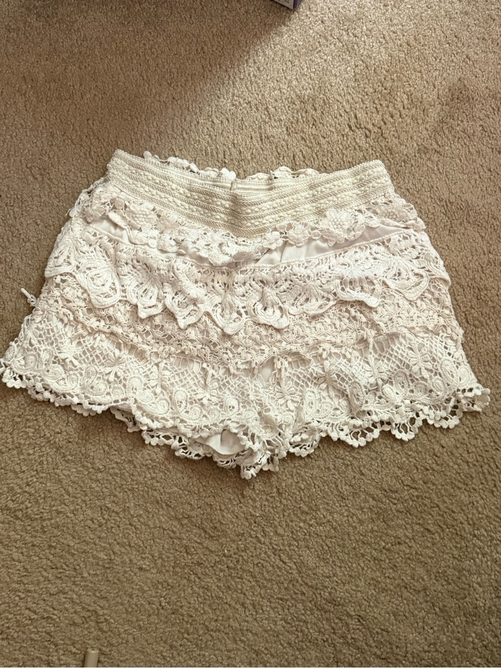 Rue21 Cream Crochet Lace Layered Shorts